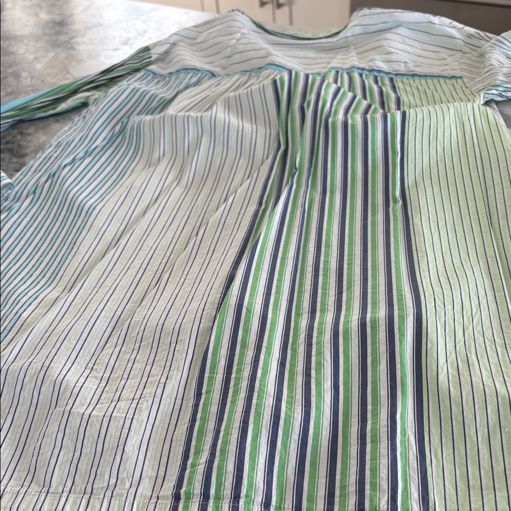 Maeve by Anthropologie Striped Shirt in Light Green, Navy & White - Picture 6 of 9